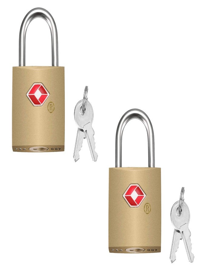 DOCOSS Pack of 2 Small Brass Lock TSA Locks with 2 Keys for Luggage with Keys,Travelling Locks Padlock(Gold) - Image 1